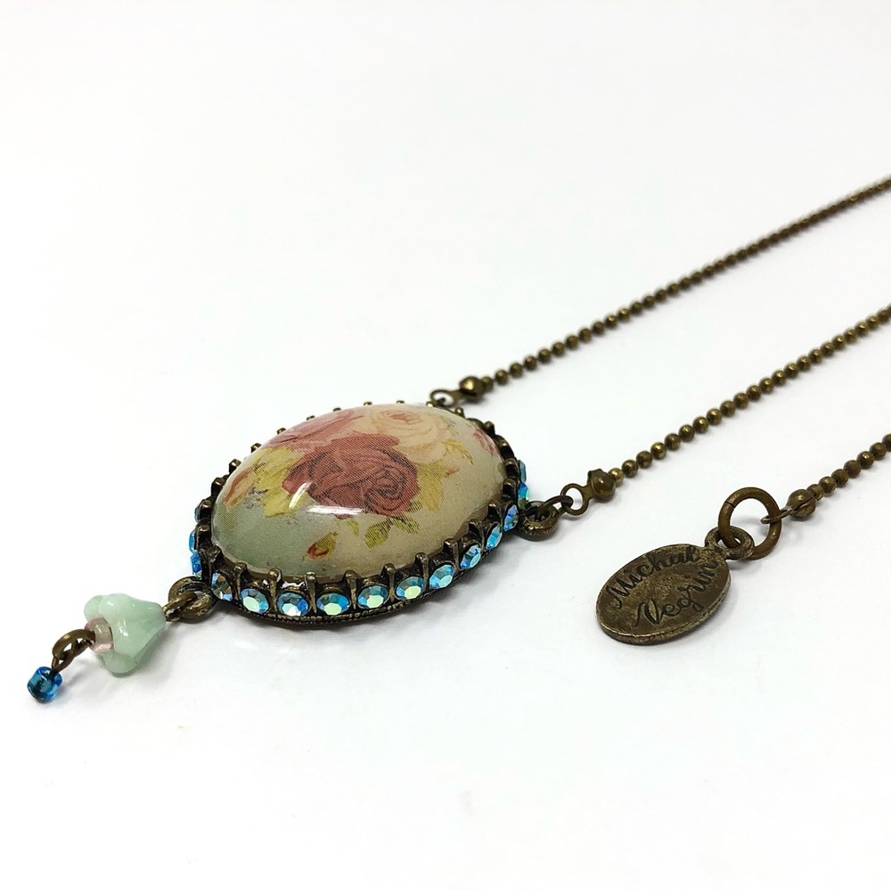 Michal Negrin Victorian-inspired floral and Swarovski crystal pendant necklace - Picture 6 of 11